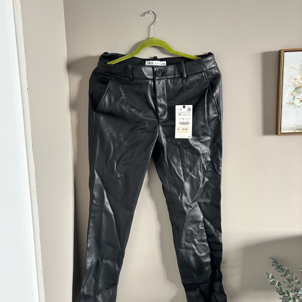 Zara Black Faux Leather Pants
